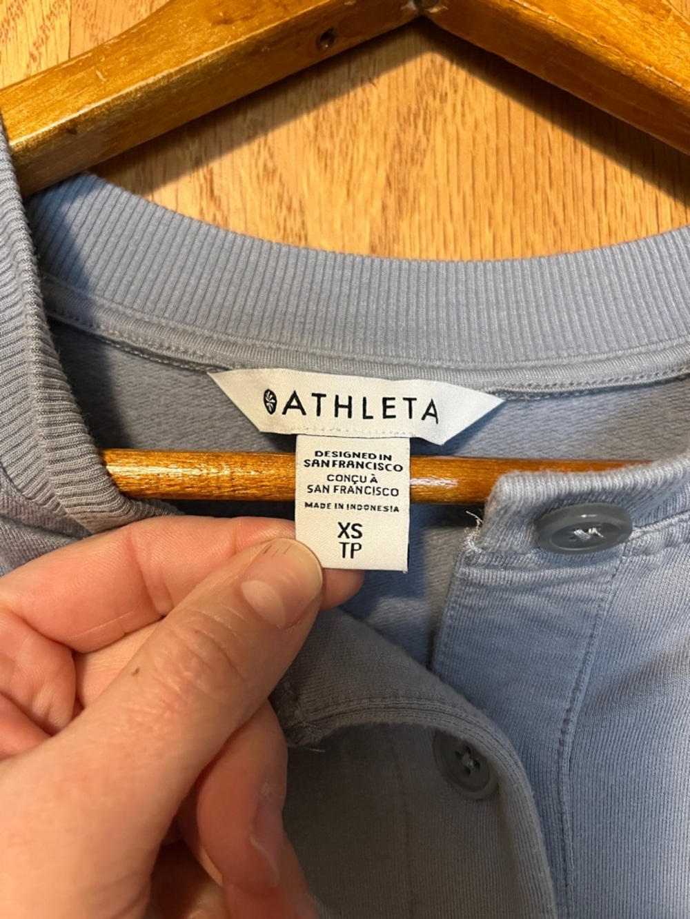 Athleta Light Periwinkle Henley Top - Picture 2 of 11